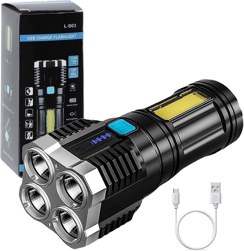 4-in-1 Rechargeable LED Torch High Power Flashlight