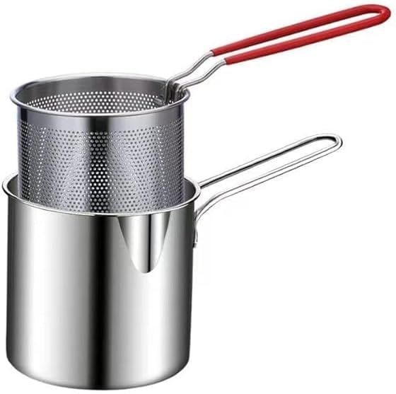 Mini Deep Fryer Pot 1200ml Steel Basket Handle