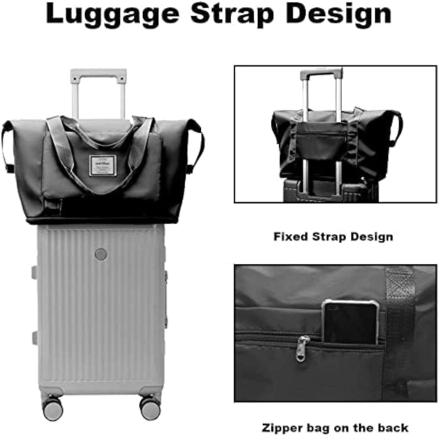 Black Foldable Travel Duffel Bag | Lightweight Waterproof Tote
