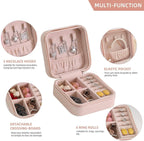Portable PU Leather Jewelry Box with Zipper Organizer