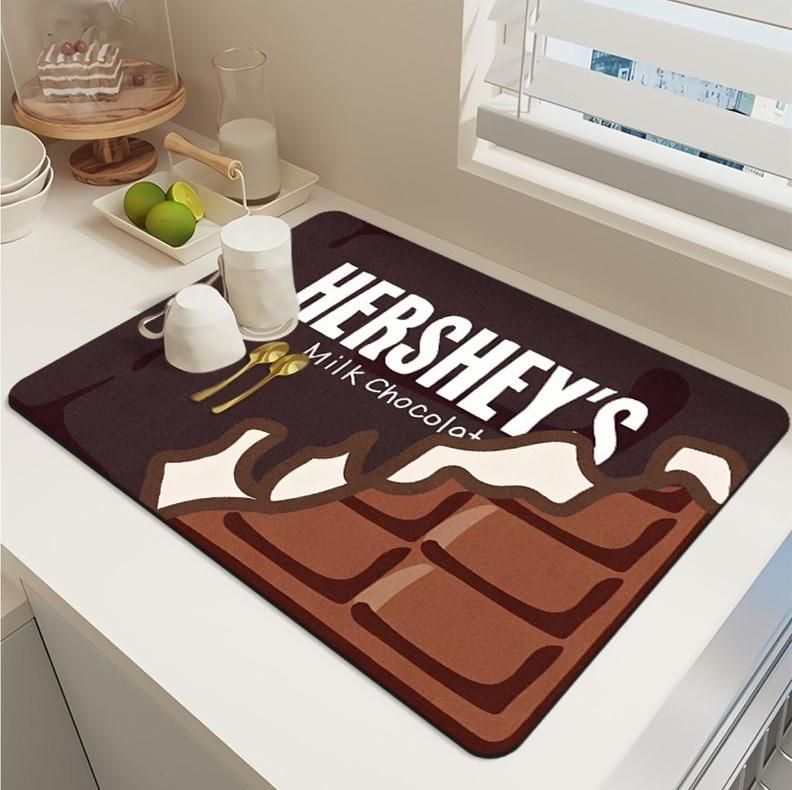 Grey Dish Drying Mat Absorbent Kitchen Quick Dry Pad 40cm x 30cm
