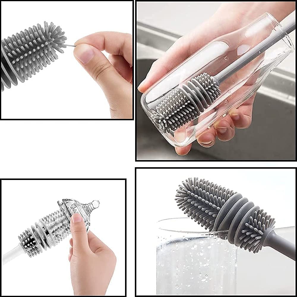 Silicone Baby Bottle Cleaner Brush | Long Handle Narrow Neck