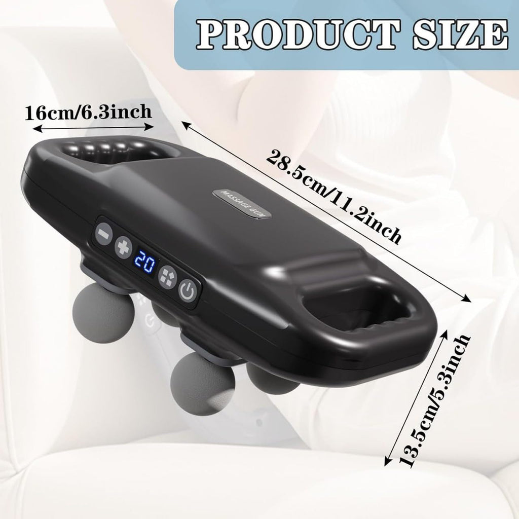 4-Head Deep Tissue Massage Gun – 20 Gears 6 Modes Pain Relief