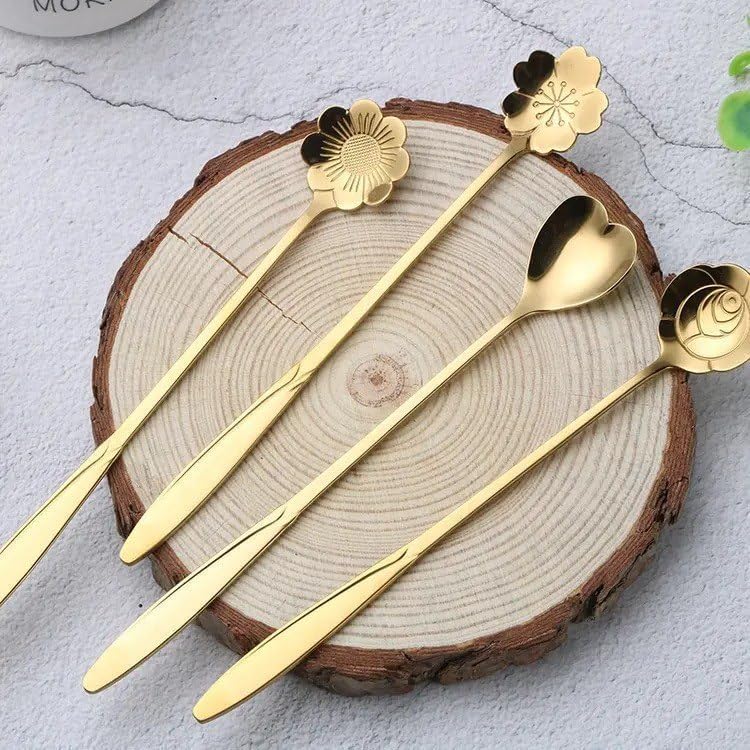 4-Piece Golden Dessert Spoon Set | Luxury Gift Teaspoons