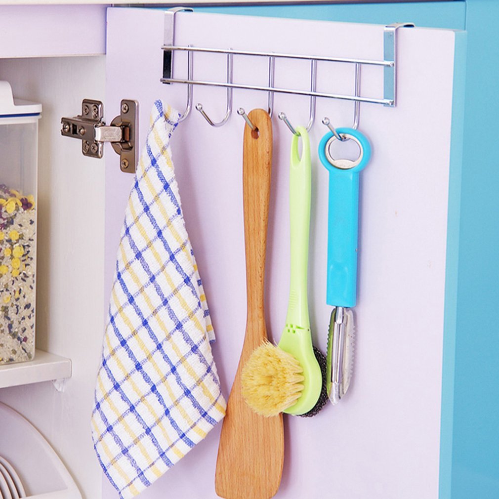 5-Hook Stainless Steel Wall & Door Organizer Rack for Home Bags