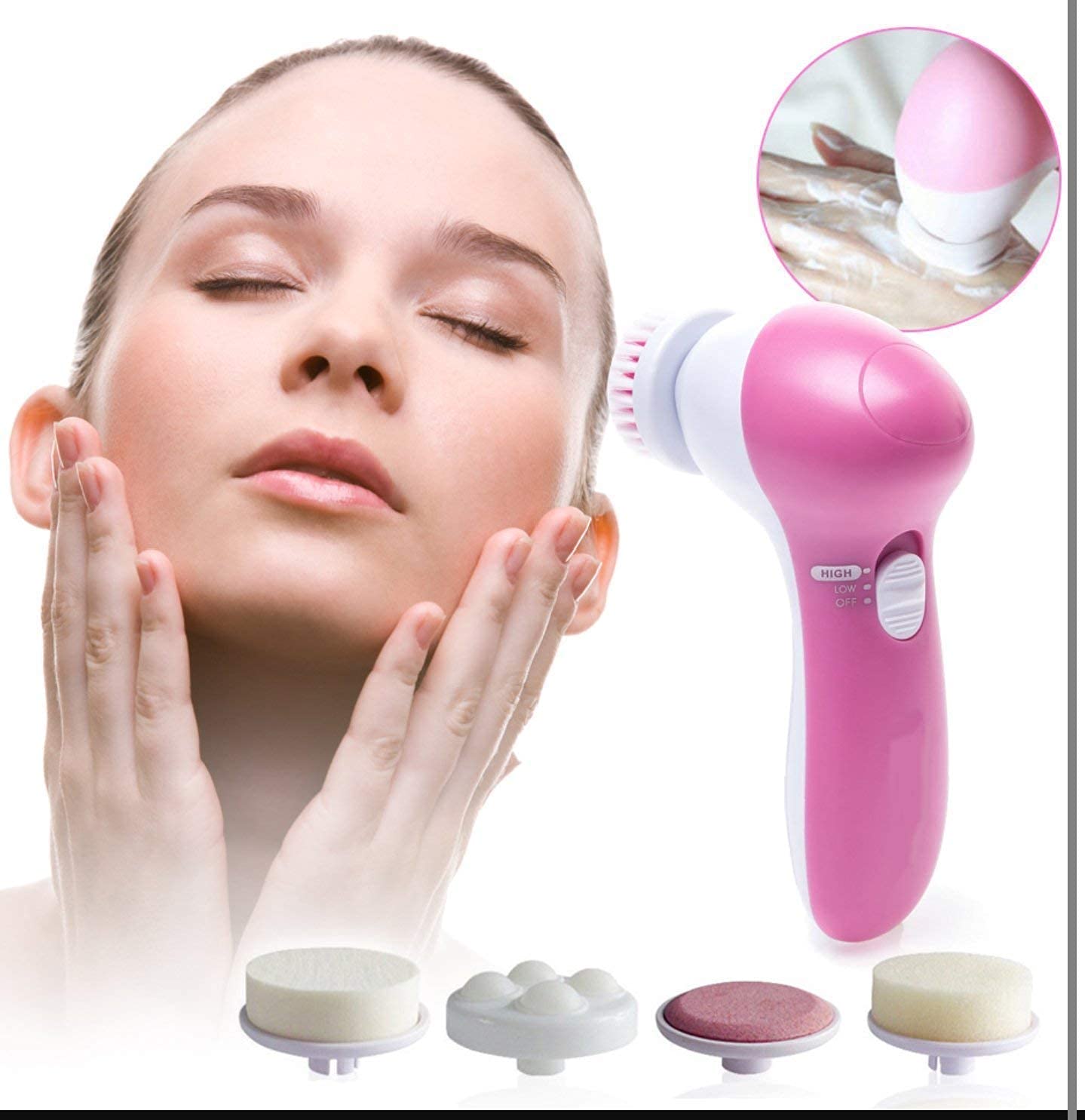 5-in-1 Electric Facial Massager – Exfoliate & Cleanse Skin