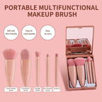 5-in-1 Mini Makeup Brush Set with Mirror Travel