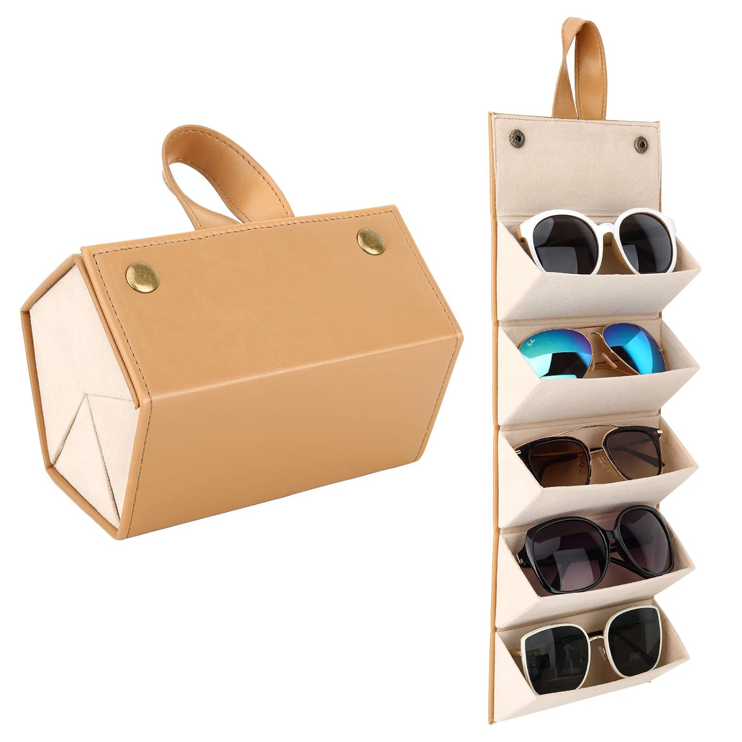 5 Slot Foldable Eyeglasses Storage Organizer Case