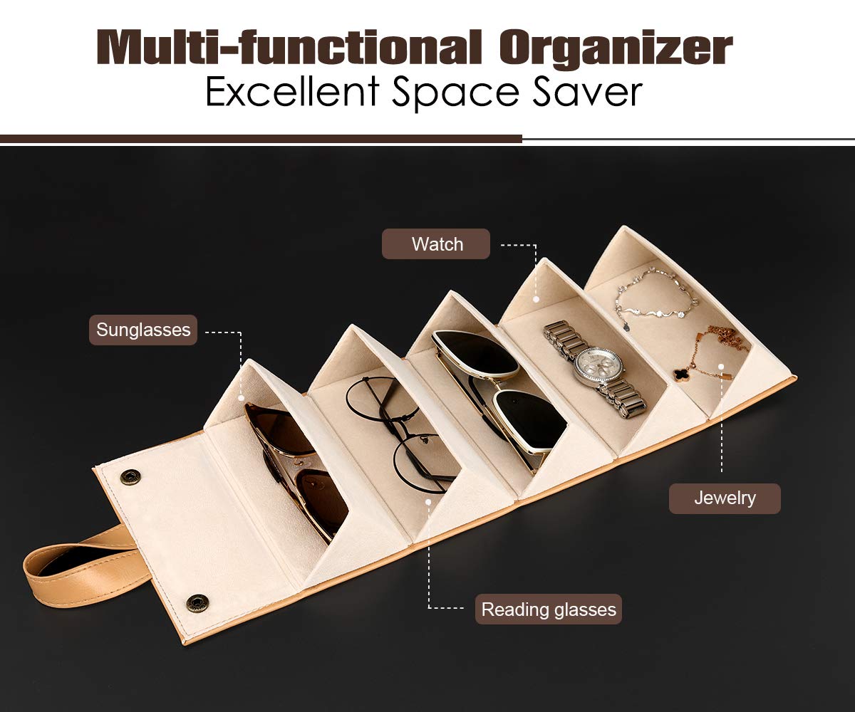5 Slot Foldable Eyeglasses Storage Organizer Case
