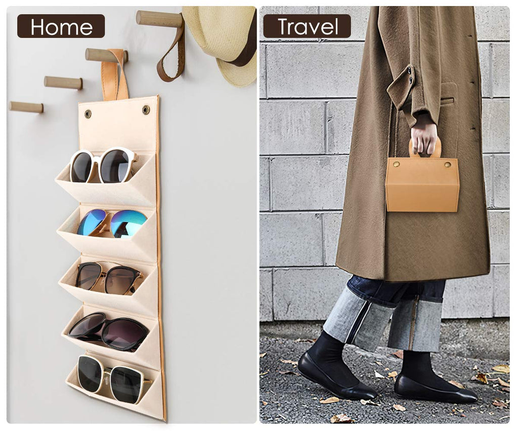 5 Slot Foldable Eyeglasses Storage Organizer Case