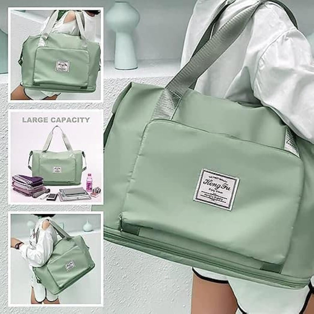Green Foldable Travel Duffel Bag | Lightweight Waterproof Tote