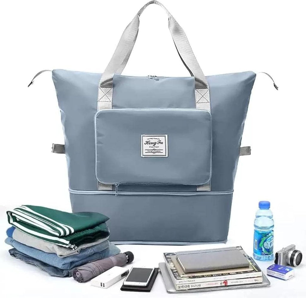 Blue Foldable Travel Duffel Bag | Lightweight Waterproof Tote
