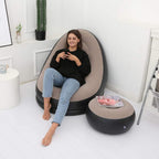 Inflatable Lounge Chair | Portable Folding Lazy Sofa with Footstool