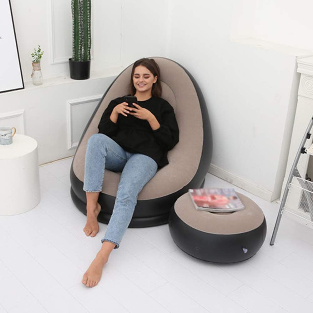 Inflatable Lounge Chair | Portable Folding Lazy Sofa with Footstool