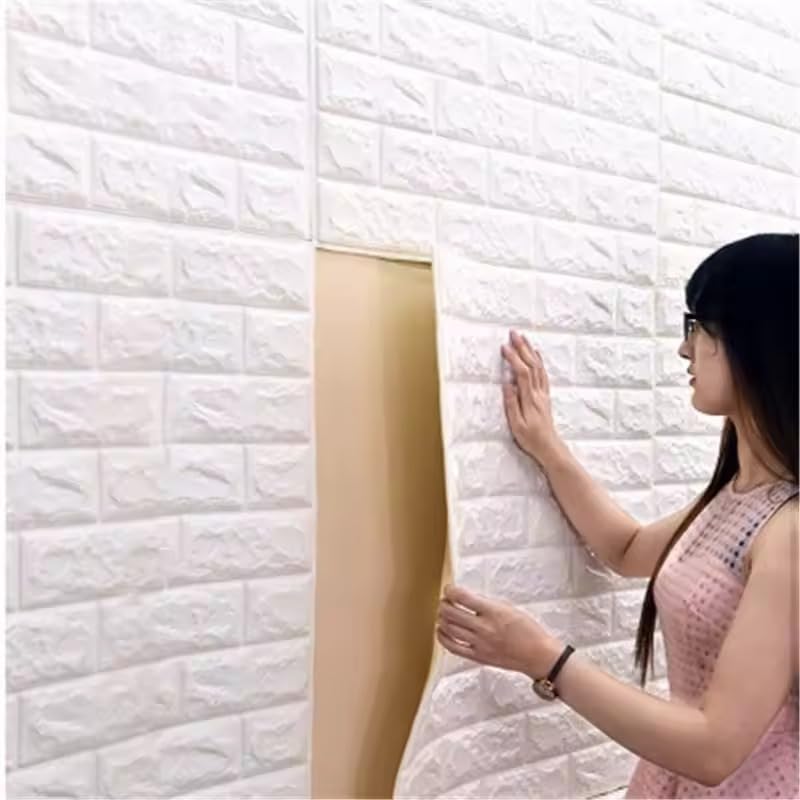 3D Foam Brick Wall Stickers | White Peel & Stick Wallpaper
