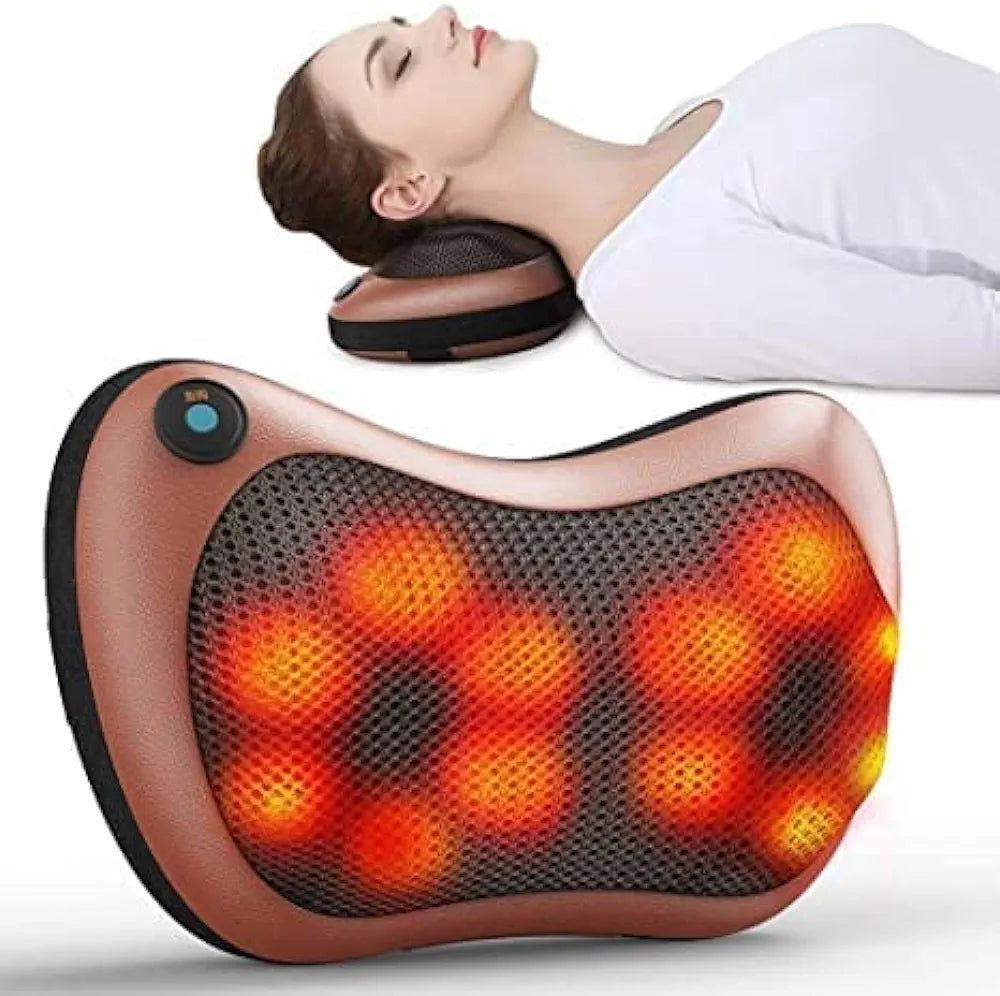 Electric Neck & Back Massager Pillow with Heat – Deep Tissue Relief