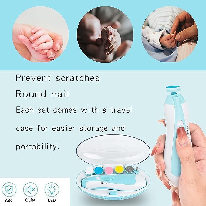 Baby Electric Nail Trimmer | Safe Manicure Kit with 6 Heads