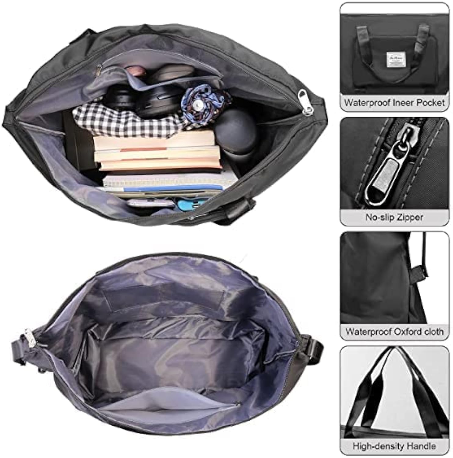 Black Foldable Travel Duffel Bag | Lightweight Waterproof Tote