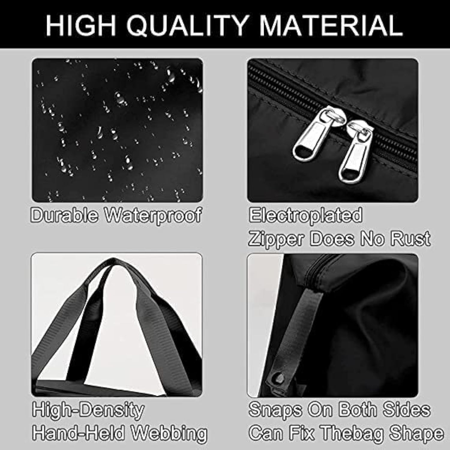 Black Foldable Travel Duffel Bag | Lightweight Waterproof Tote