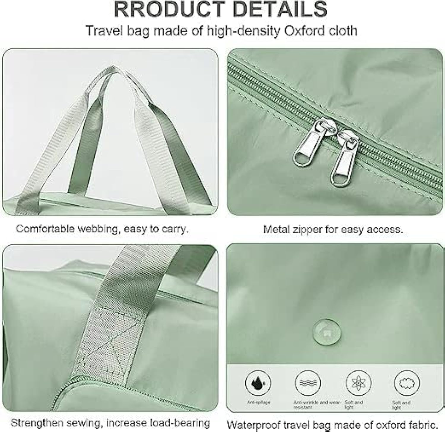 Green Foldable Travel Duffel Bag | Lightweight Waterproof Tote