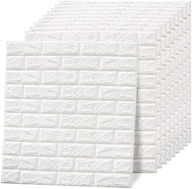 3D Foam Brick Wall Stickers | White Peel & Stick Wallpaper