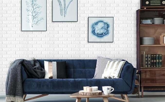 3D Foam Brick Wall Stickers | White Peel & Stick Wallpaper