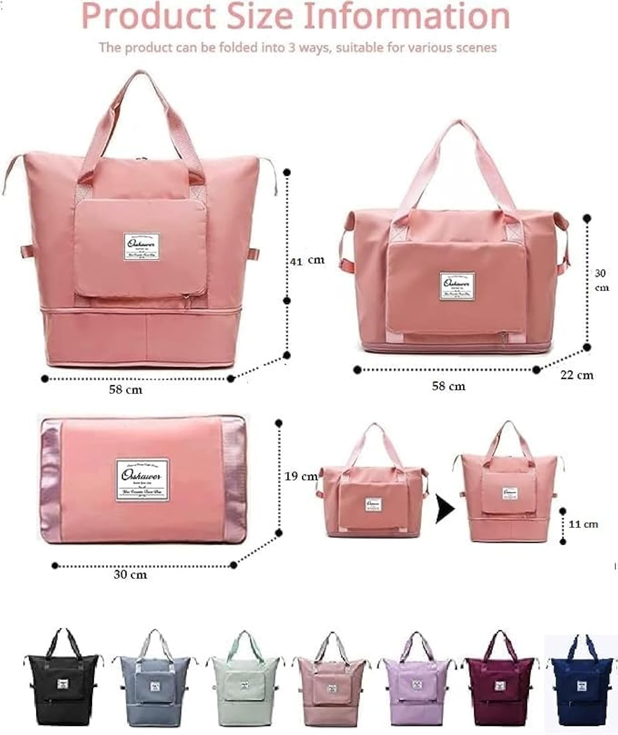 Peach Foldable Travel Duffel Bag | Lightweight Waterproof Tote