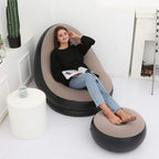 Inflatable Lounge Chair | Portable Folding Lazy Sofa with Footstool