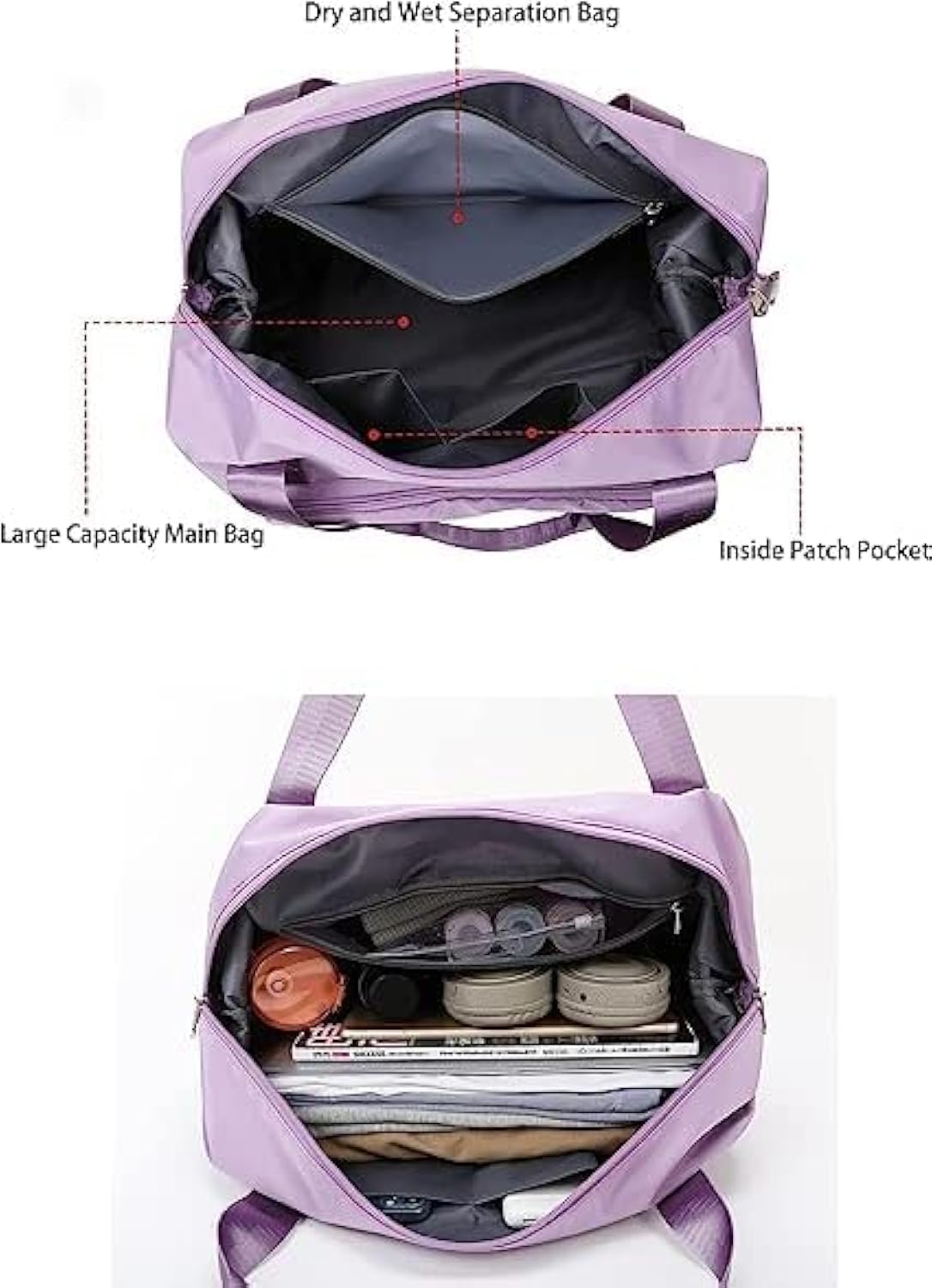 Purple Foldable Travel Duffel Bag | Lightweight Waterproof Tote