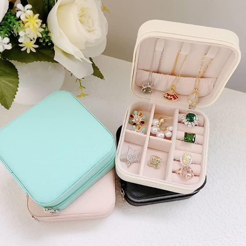Portable PU Leather Jewelry Box with Zipper Organizer