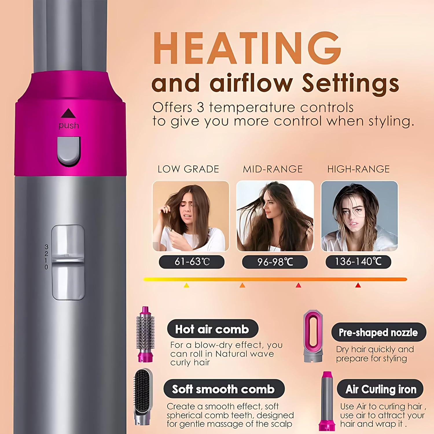 5-in-1 Hair Dryer Styling Tool – Curly, Straight & Dry Comb
