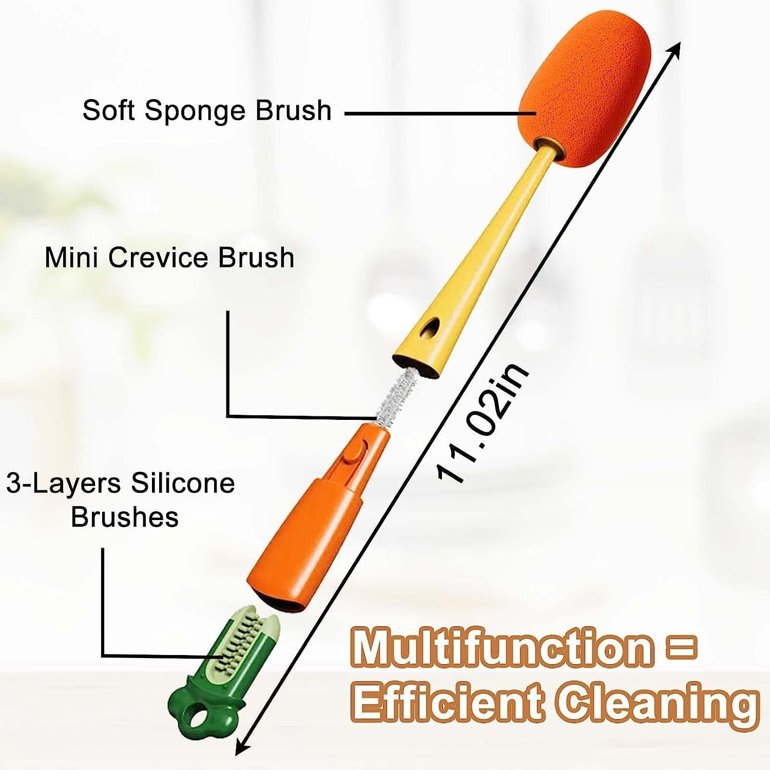 3-in-1 Multi Bottle Cleaning Brush for Cups, Tumblers & Bottles