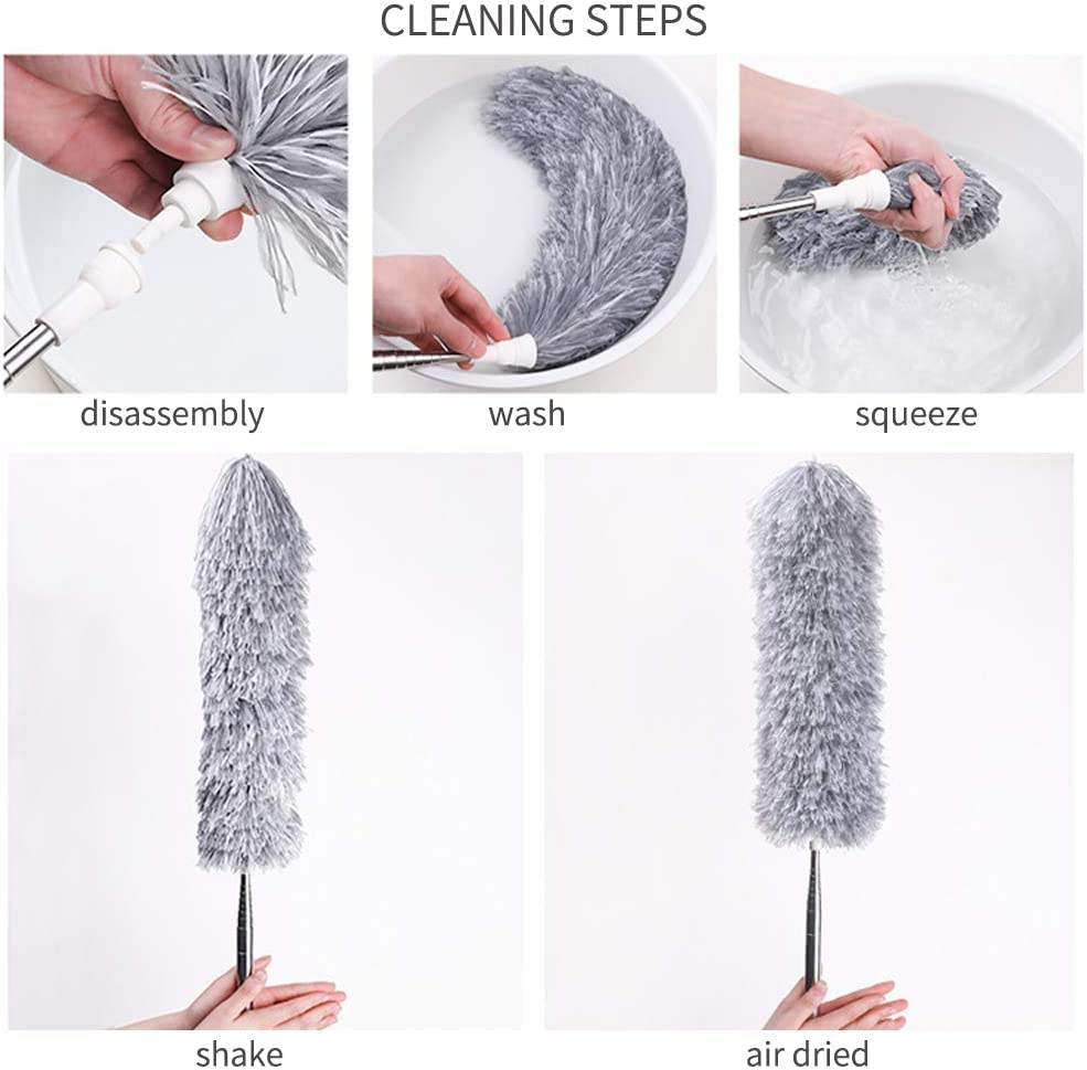 100" Microfiber Feather Duster with Extendable Pole for Dusting