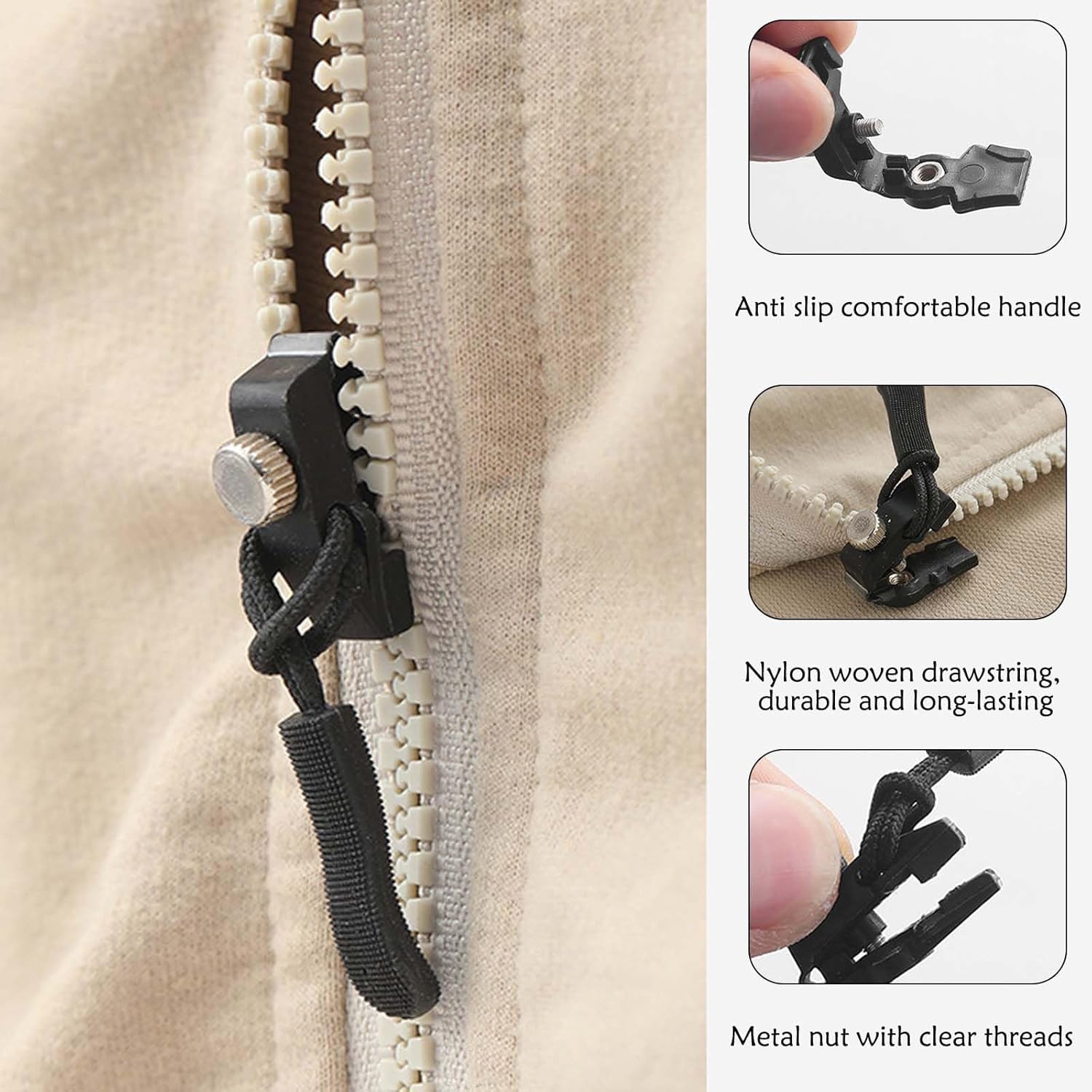 Instant Zipper Repair Kit – 5 Sets for Bags, Jackets & Luggage