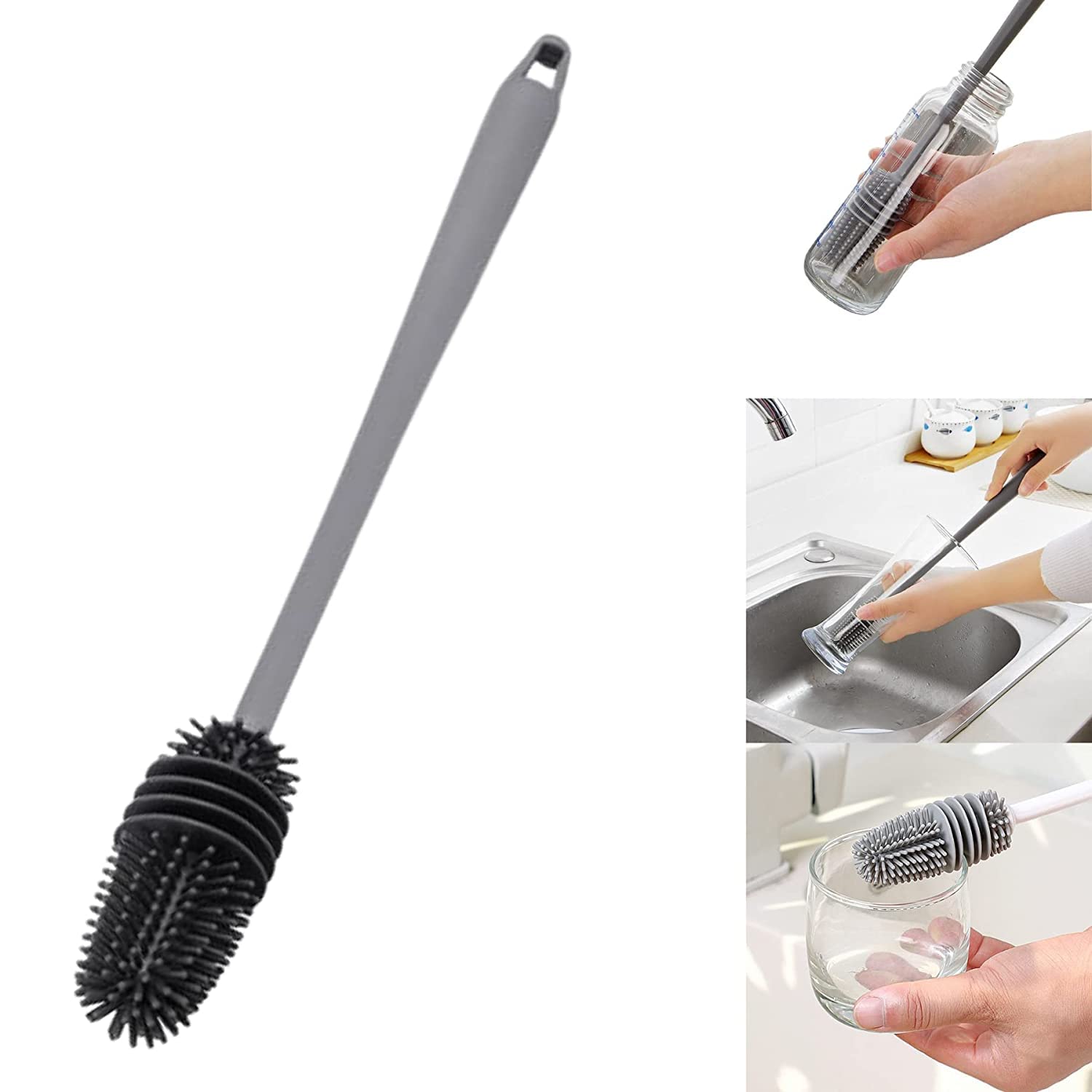 Silicone Baby Bottle Cleaner Brush | Long Handle Narrow Neck