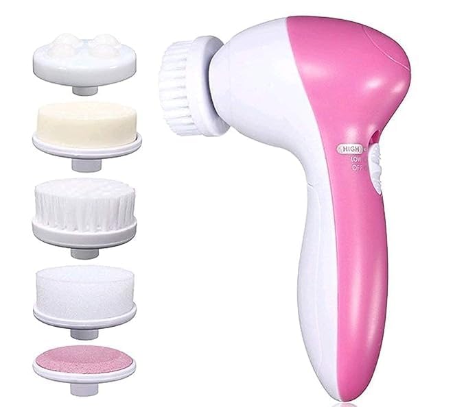 5 in 1 Electric Facial Massager & Exfoliator Face Care Cleanser Kit