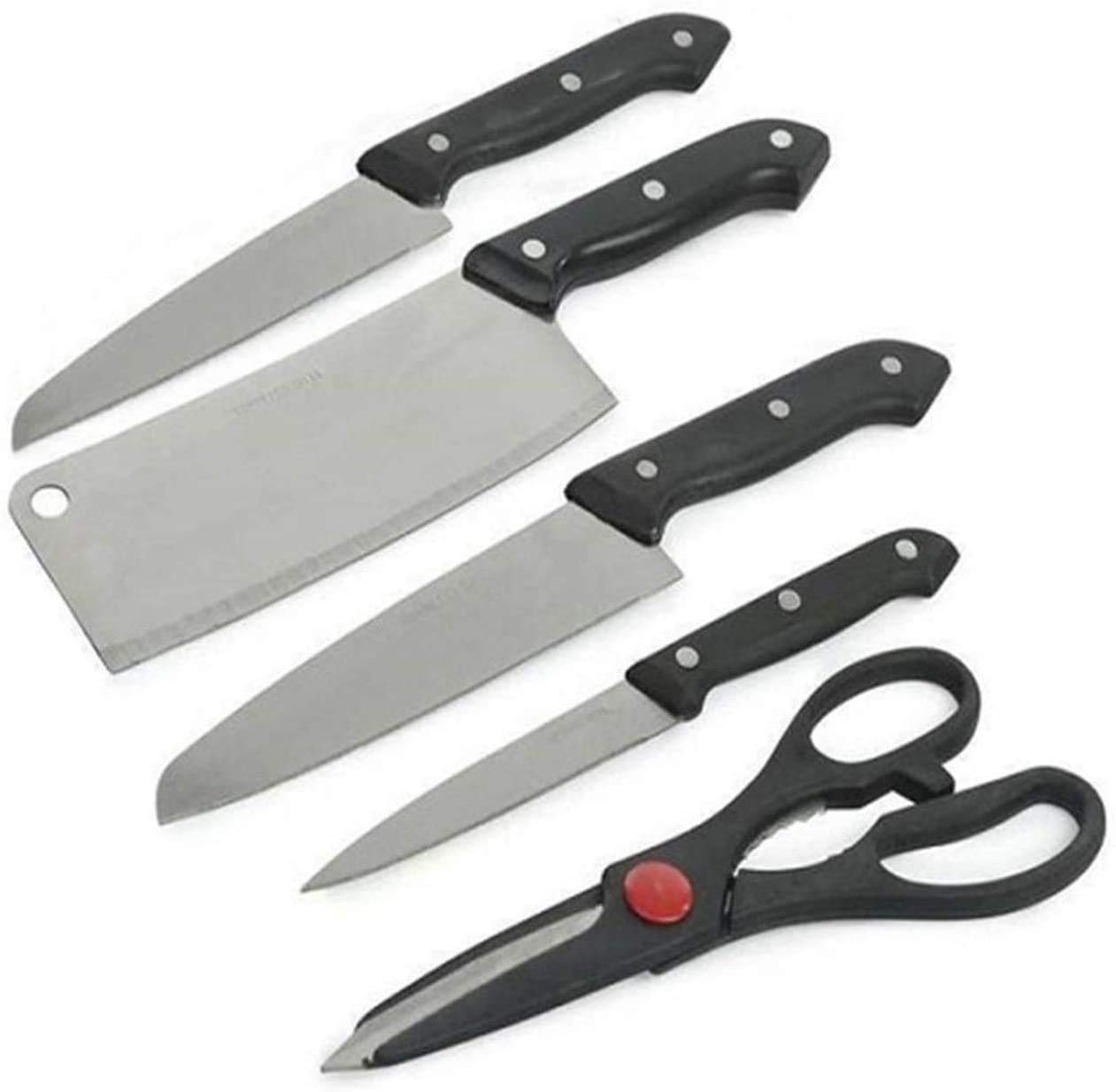 5-Piece Stainless Steel Kitchen Knife Set with Board & Scissor