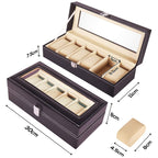 6 Slot Watch Display Box with Glass Travel Organizer