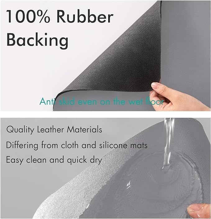 Grey Dish Drying Mat Absorbent Kitchen Quick Dry Pad 60cm x 40cm