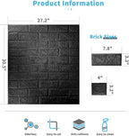 3D Foam Brick Wall Stickers | Black Peel & Stick Wallpaper
