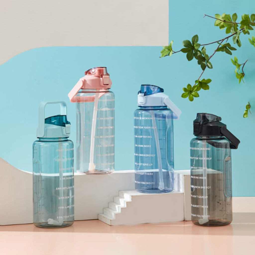 2L Transparent Water Bottle with Straw & Handle | Leakproof