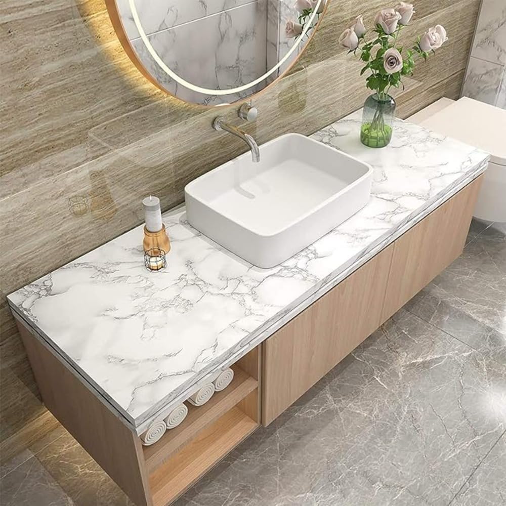 Peel & Stick Marble Wallpaper | Waterproof White Vinyl Decor