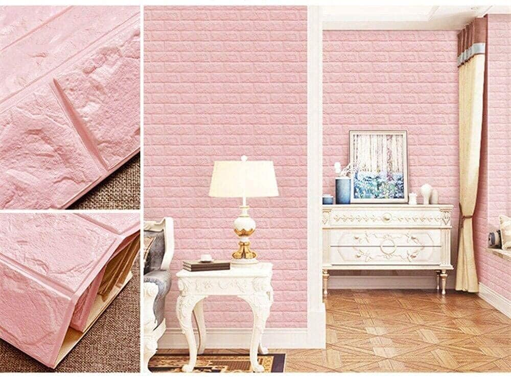 3D Foam Brick Wall Stickers | Pink Peel & Stick Wallpaper
