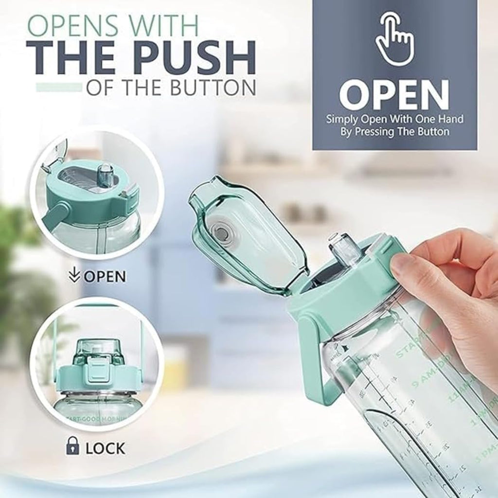 2L Transparent Water Bottle with Straw & Handle | Leakproof
