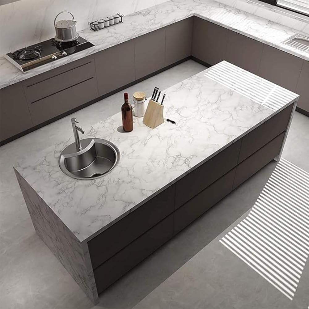 Peel & Stick Marble Wallpaper | Waterproof White Vinyl Decor