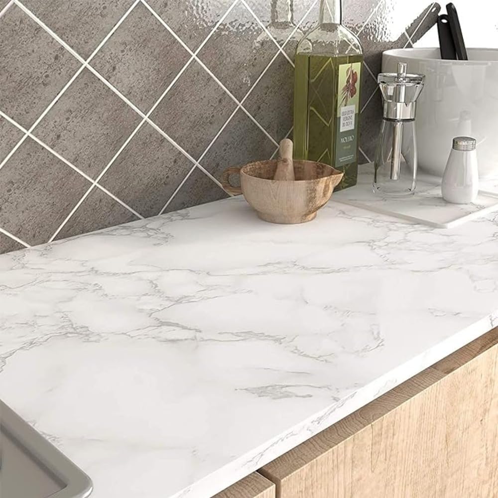 Peel & Stick Marble Wallpaper | Waterproof White Vinyl Decor