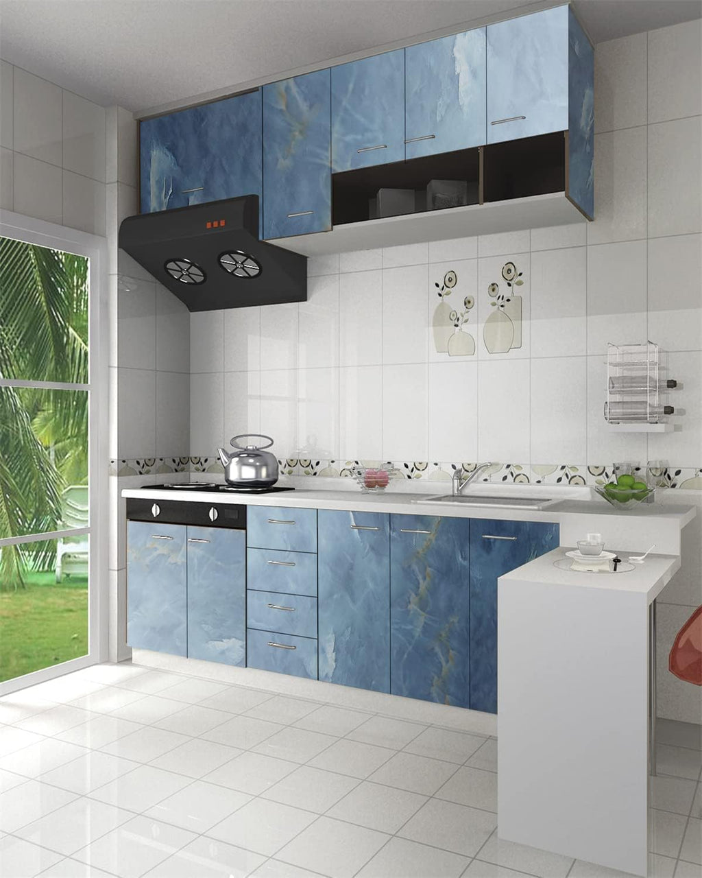 Peel & Stick Marble Wallpaper | Waterproof Green Vinyl Decor