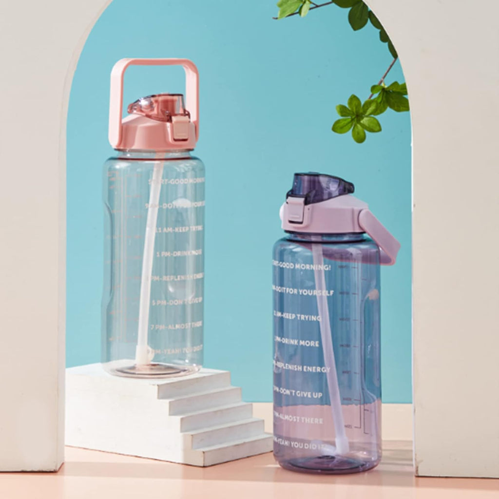 2L Transparent Water Bottle with Straw & Handle | Leakproof