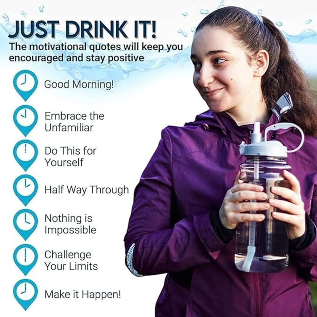 2L Transparent Water Bottle with Straw & Handle | Leakproof