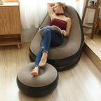 Inflatable Lounge Chair | Portable Folding Lazy Sofa with Footstool